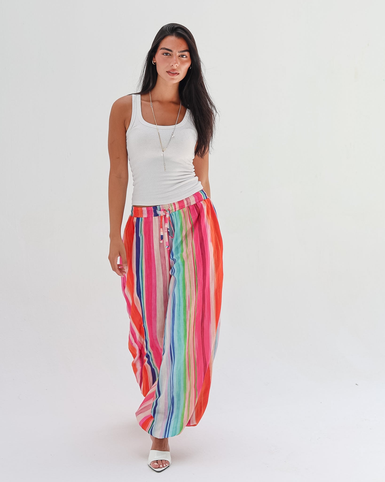 Striped Linen Pant - Candy