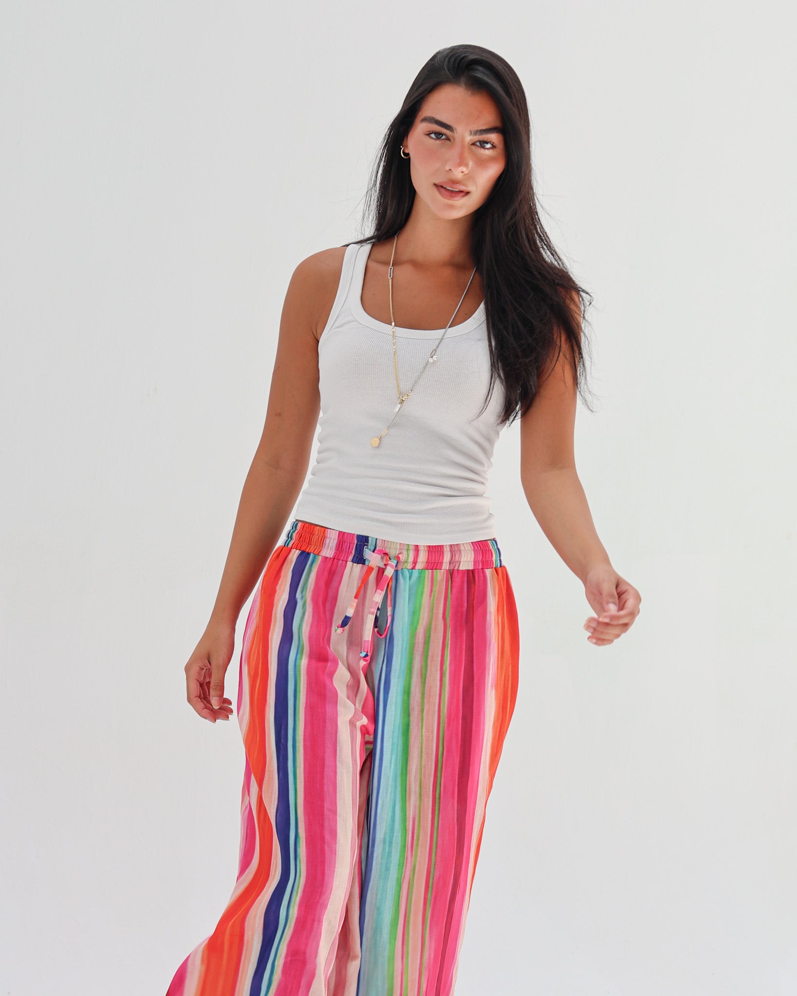 Striped Linen Pant - Candy