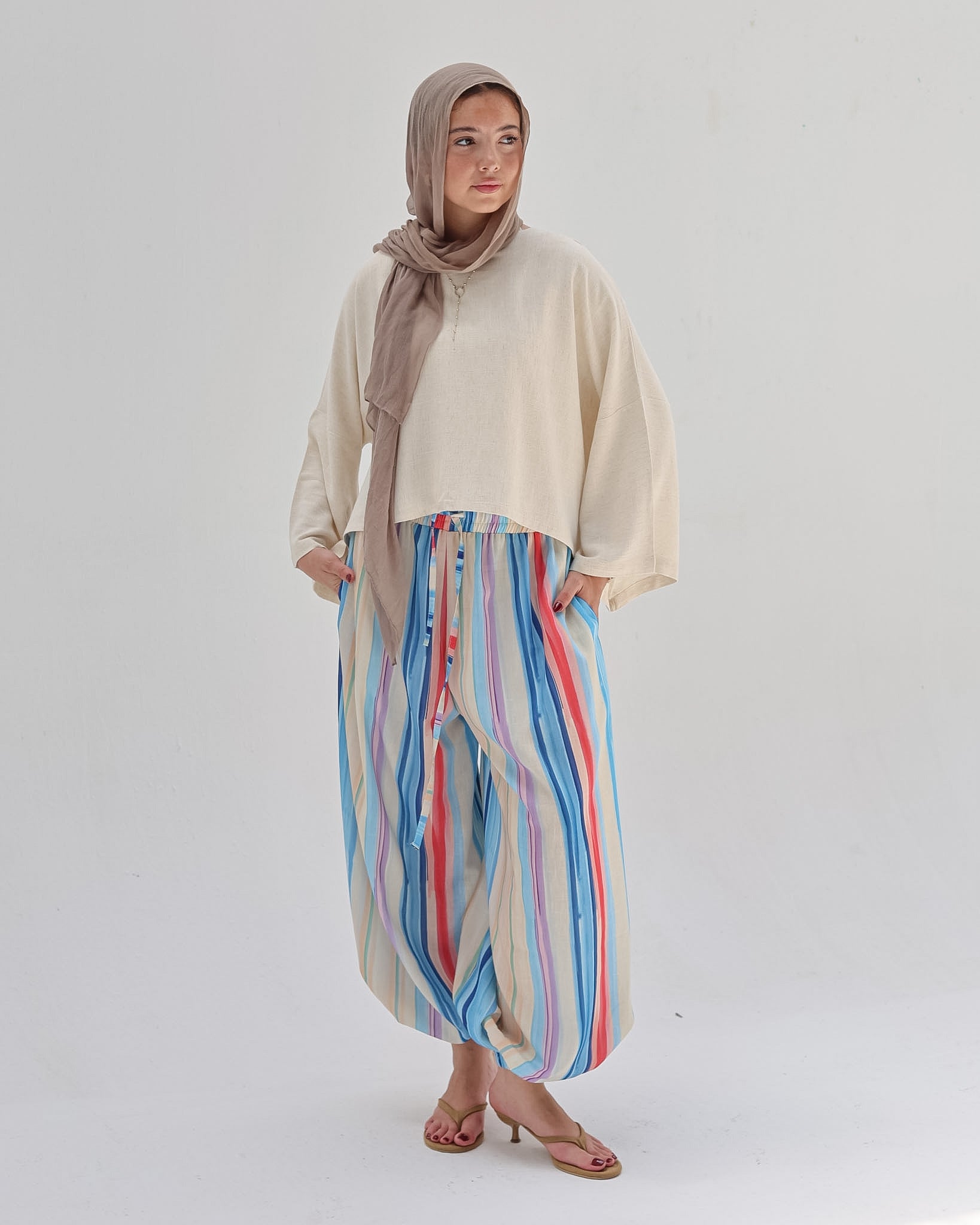 Striped Linen Pant - Colorful