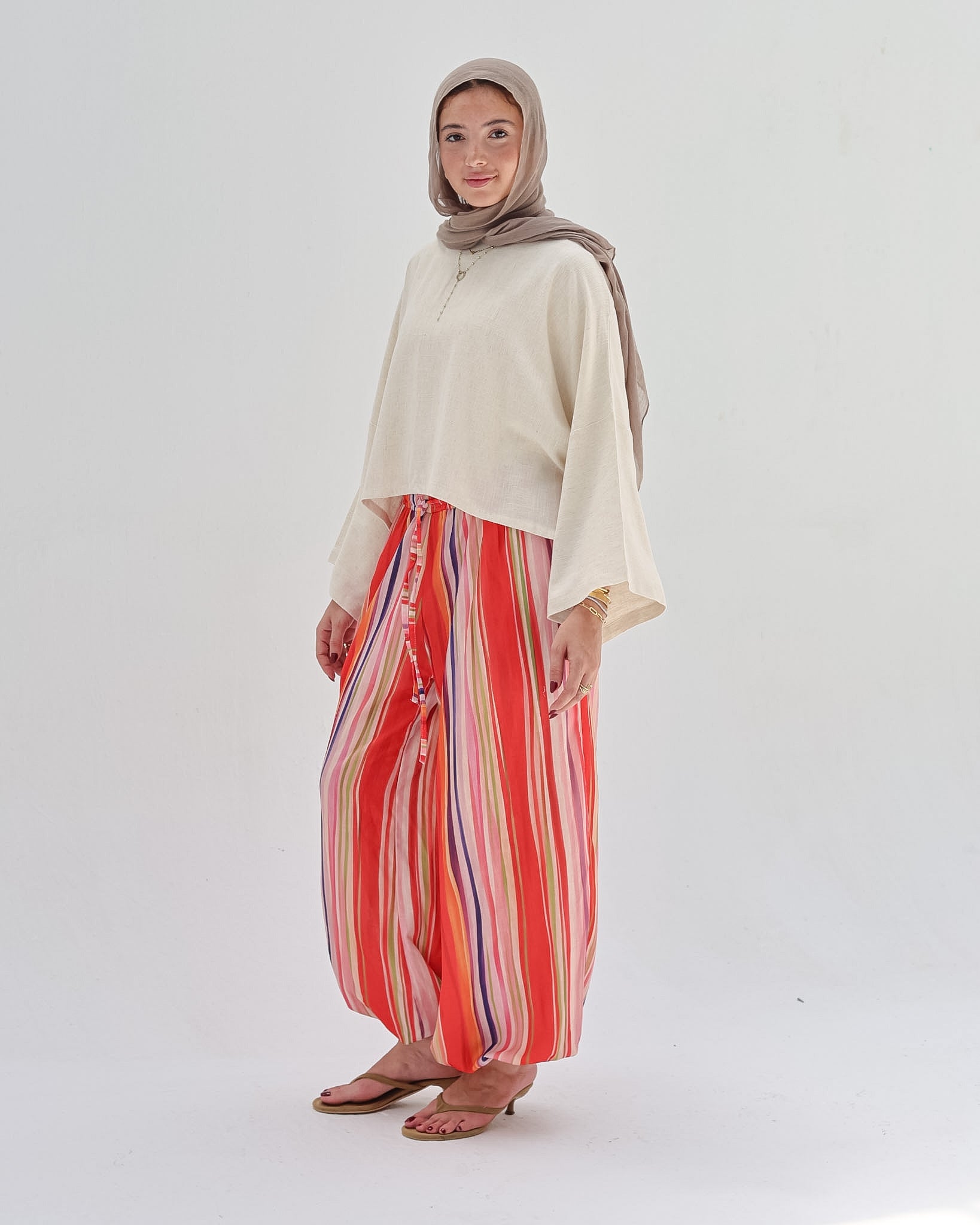 Striped Linen Pant - Fire Color