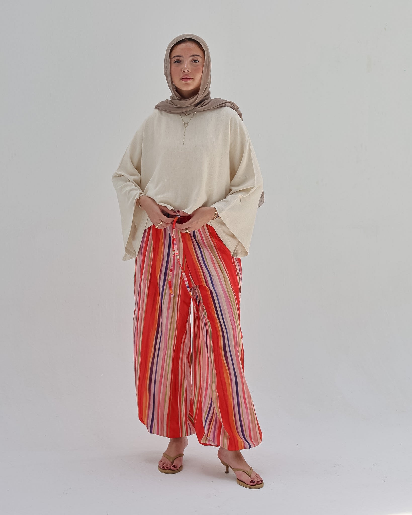 Striped Linen Pant - Fire Color