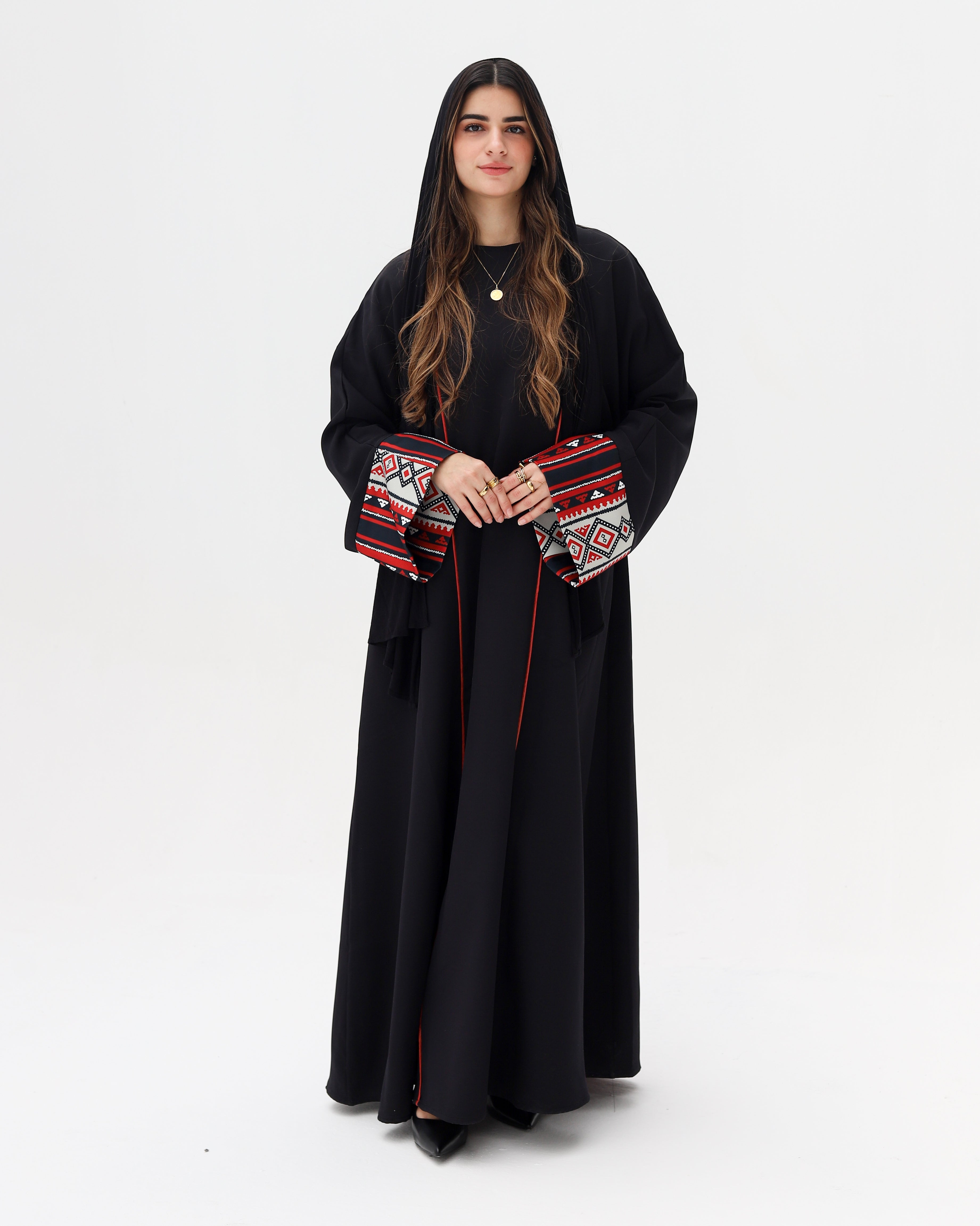 Noor Abaya - Black & Maroon