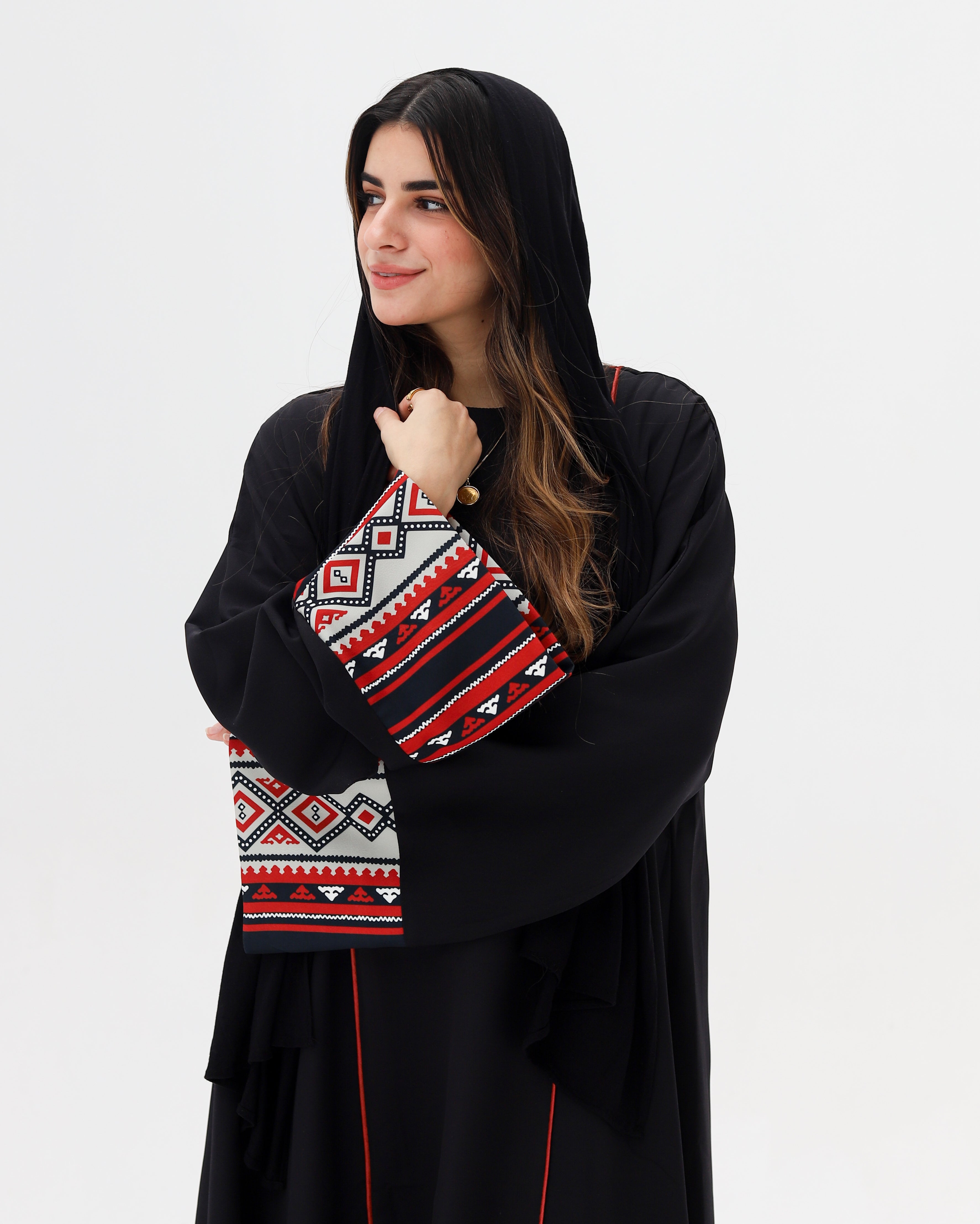 Noor Abaya - Black & Maroon