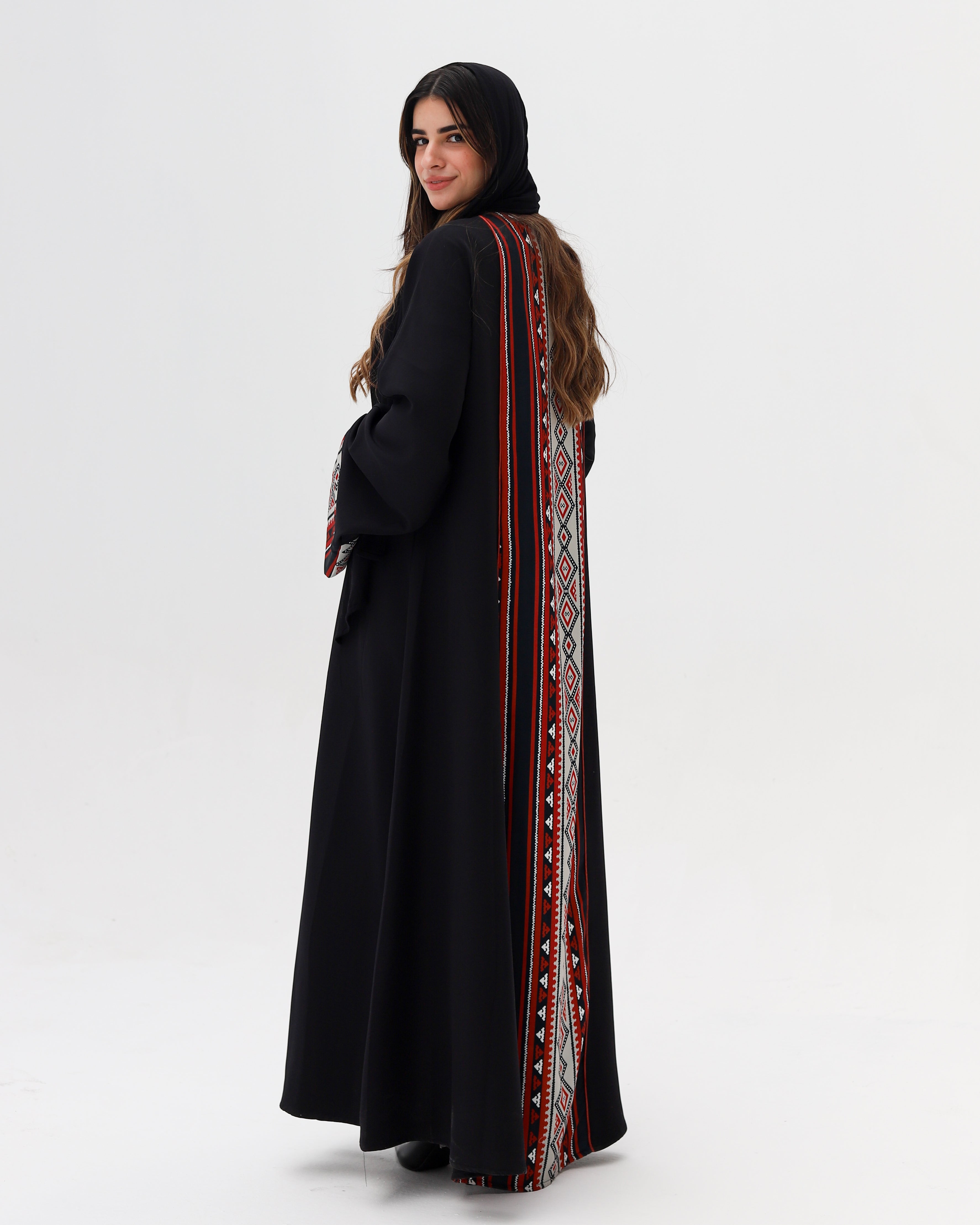 Noor Abaya - Black & Maroon
