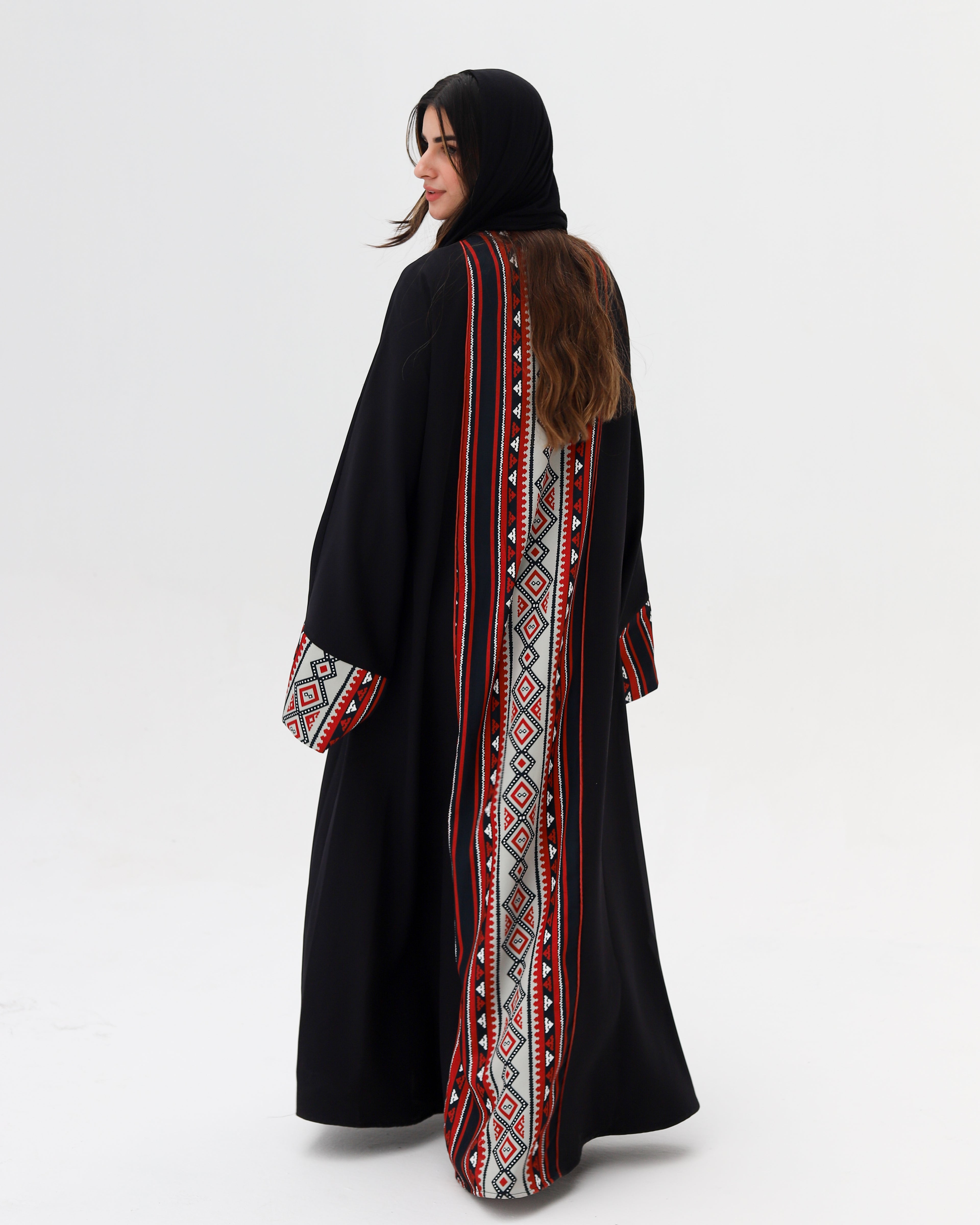 Noor Abaya - Black & Maroon