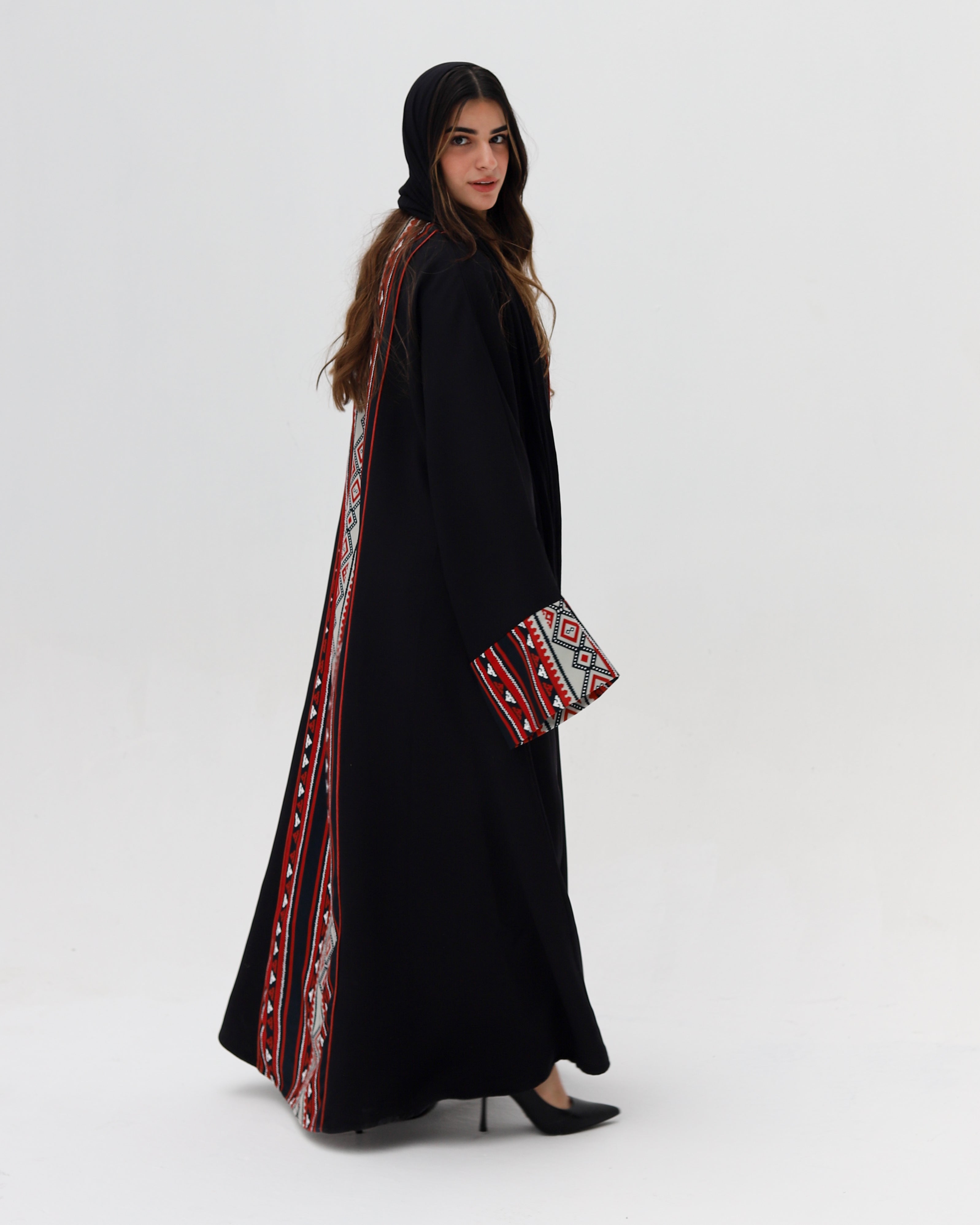 Noor Abaya - Black & Maroon
