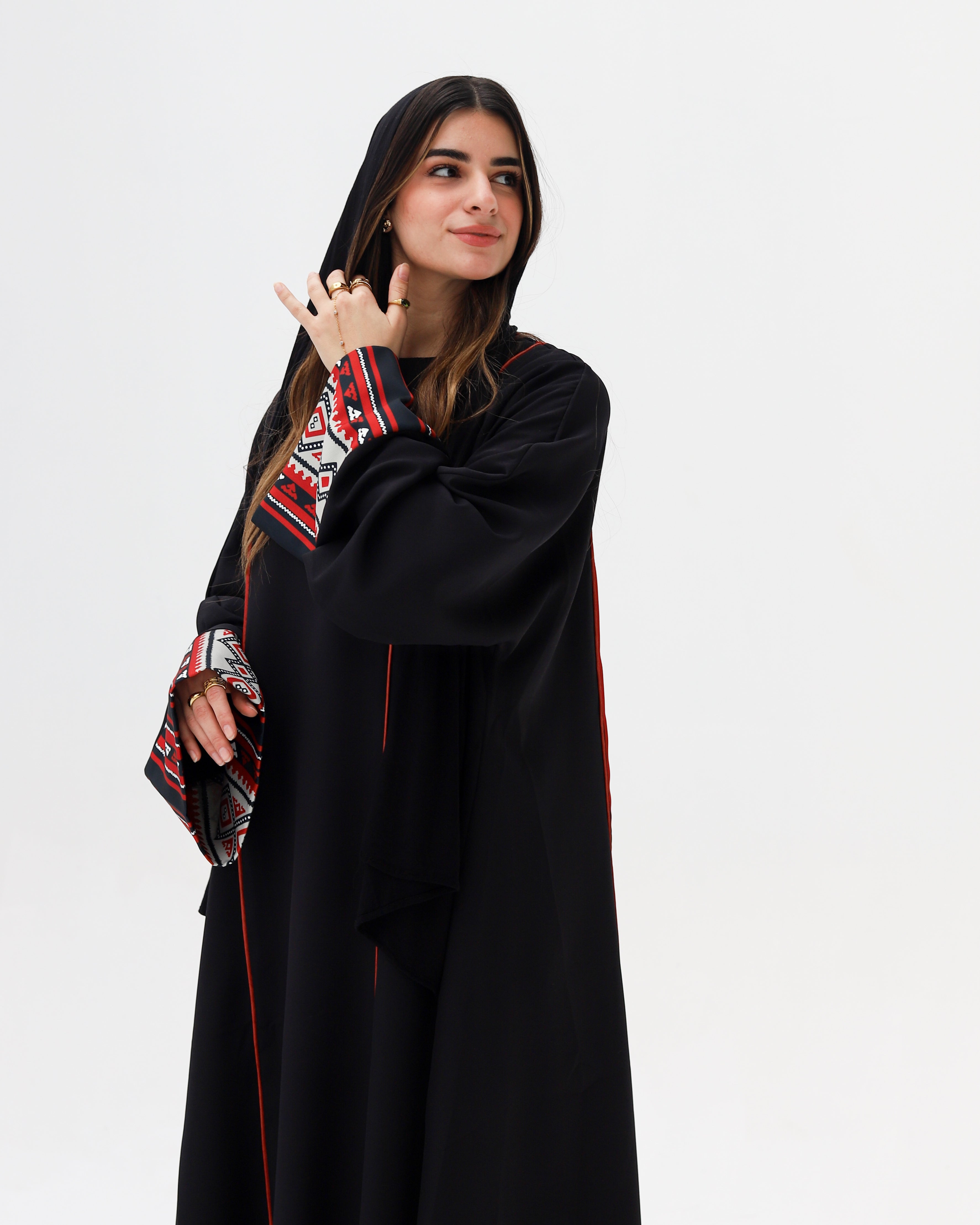 Noor Abaya - Black & Maroon
