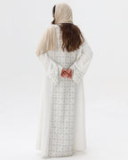 Noor Abaya - Whtie & Grey