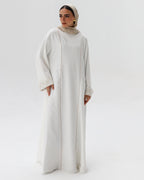 Noor Abaya - White & Beige