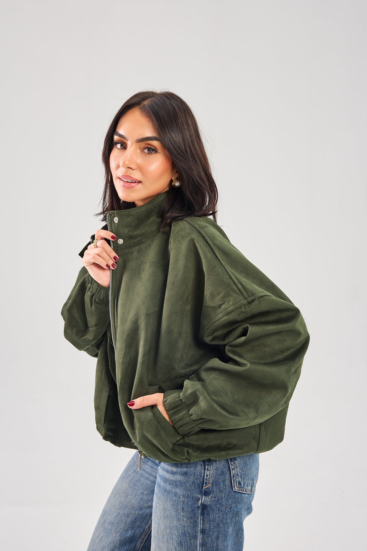 DRAWSTRING SUEDE JACKET