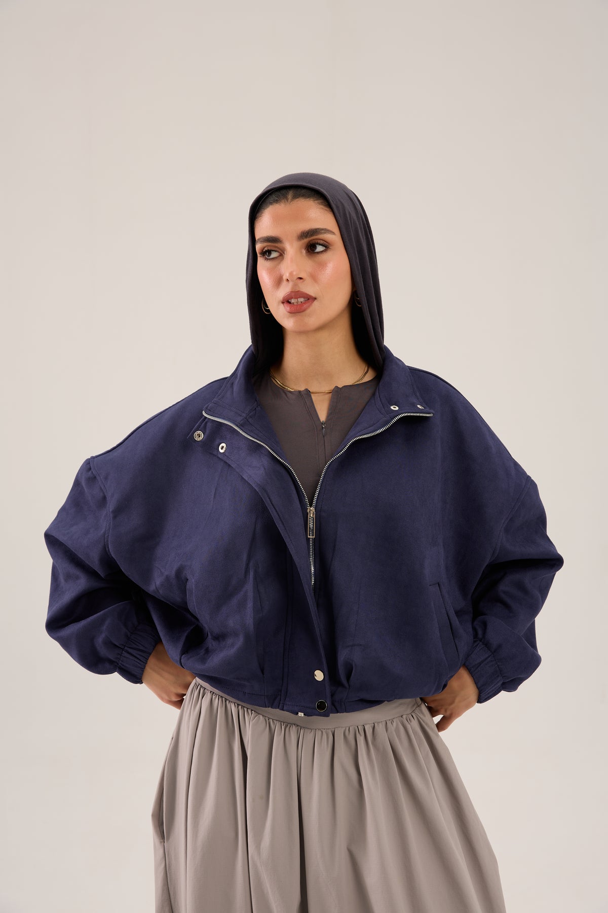 DRAWSTRING SUEDE JACKET