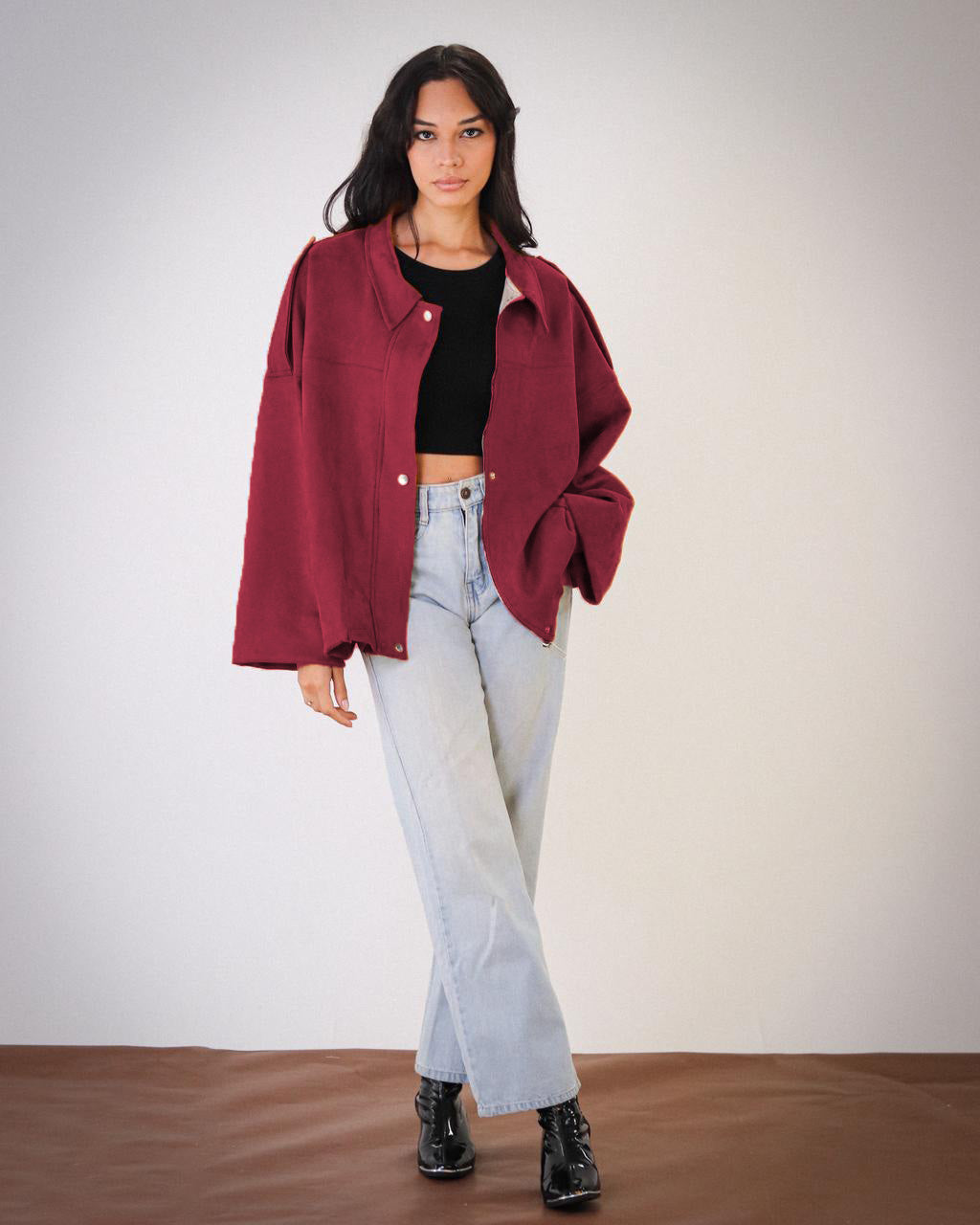 Cool Cropped Jacket - Burgundy