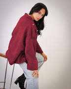Cool Cropped Jacket - Burgundy